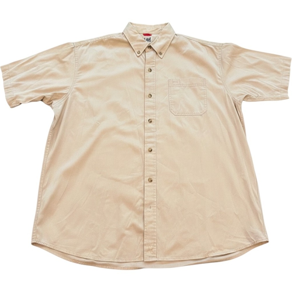 Lee Mens Khaki Tan 100% Cotton Short Sleeve Button Down Shirt XL 4903